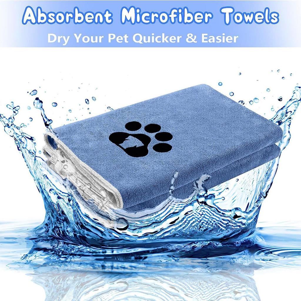 Thickened Embroidered Microfiber Coral Fleece Dog Bath Towel - Absorbent & Soft