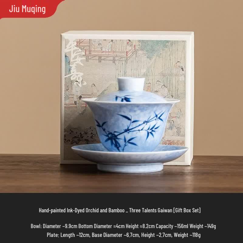 Jiumuqin Ceramic Lidded Gaiwan Tea Cup