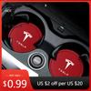 Car Sticker Tesla 2Pcs Car Non Slip Water Cup Pad For Tesla Model 3 Model Y ModelS ModelX  2017 2018 2019 2020 2021 2022 2023 In