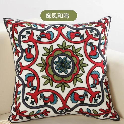 Cotton Ethnic Style Embroidery Pillow Case Car Pillow Cover Sofa Large Cushion Cover 45x45cm Luxury Pillow Case