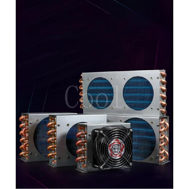 Refrigerator condenser radiator with fan small air-cooled cooling universal copper tube fin-type freezer radiator 120*120 fan