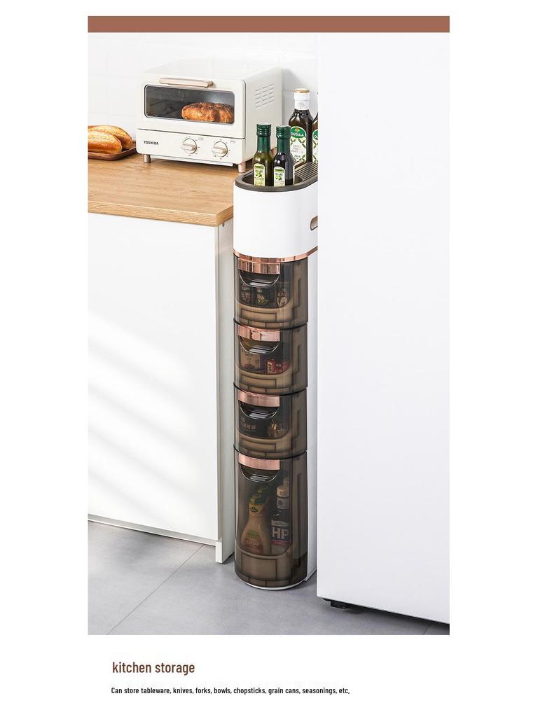 Bathroom Gap Drawer Storage Cabinet: Multi-layer Plastic, No Installation Needed.