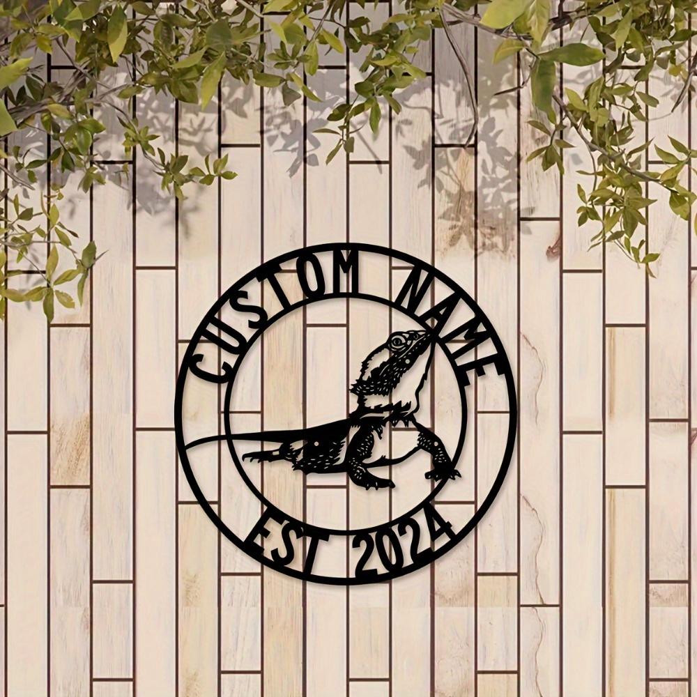 Personalized Metal Wall Art Lizard Custom Name Sign House Number Indoor Outdoor Garden Decor Sculpture