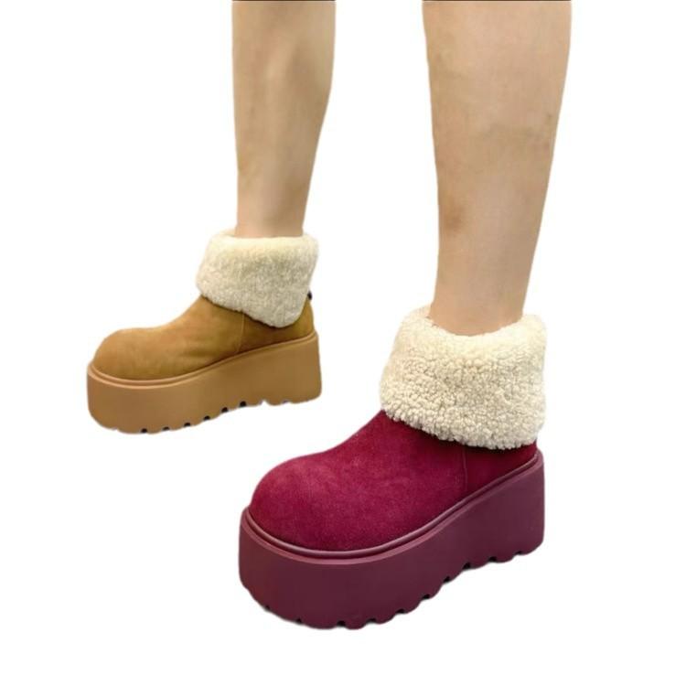 Thick-soled snow boots women's 2025 new winter short boots piled and thickened Northeast snow shoes cotton boots cotton shoes women's shoes