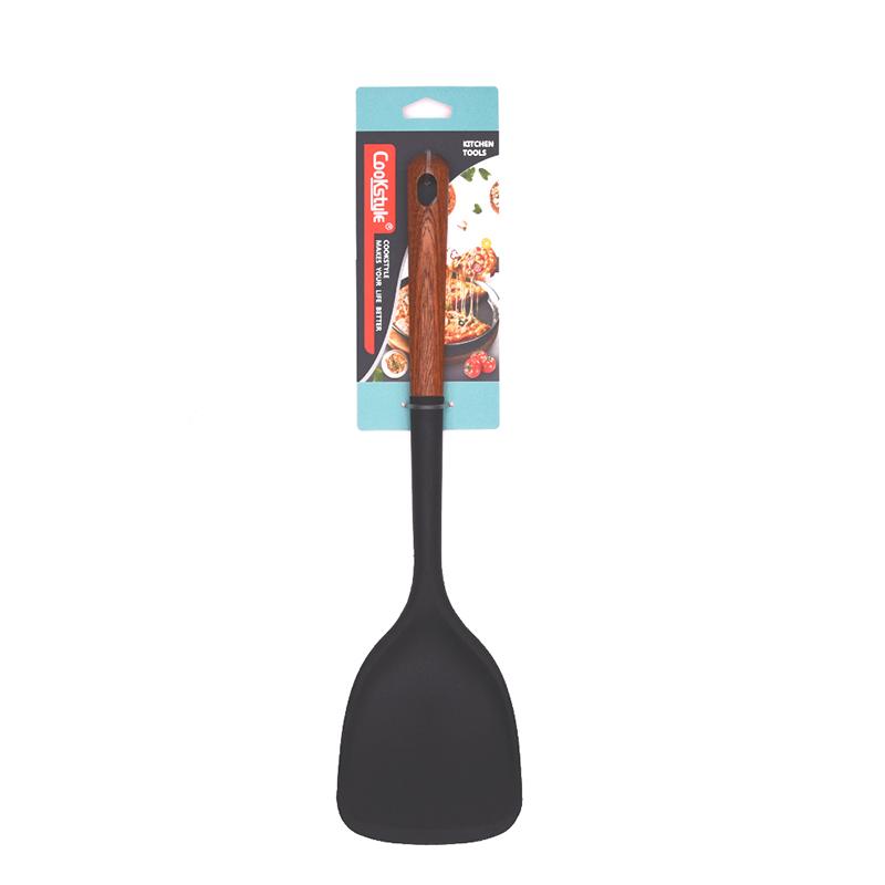 Multi-Color Silicone Wooden Handle Kitchenware Set Non Stick Pot Spatula And Spoon Cooking Utensils, Heat-Resistant