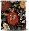 Floral Botanical Shower Curtain, Abstract Mid Century Morden Boho Bohemian Flowers Tropical Leaves Bathroom Curtain, Waterproof