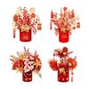 2025 Chinese New Year Decoration Desktop Ornament Fake Flower Bucket Photo Prop Spring Festival Gift for Living Room Table