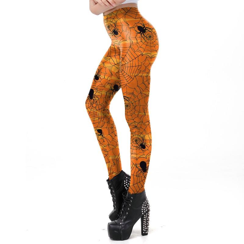 Halloween Pants Fashion Printed Stretch Leggings Pumpkin Head Skull Rack Digital Printed Small Foot Leggings