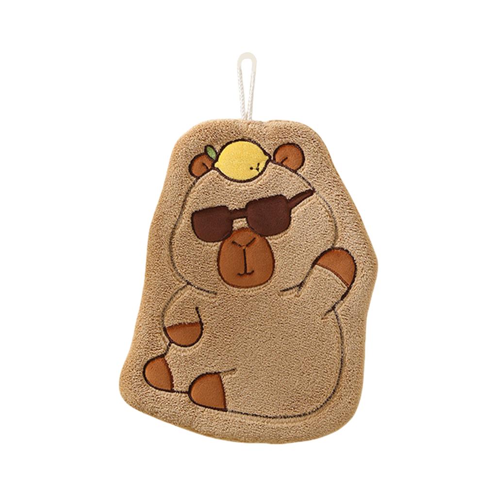 Cute Capybara Patterned Children's Hand Towels Microfiber Absorbent Quick Drying Hanging Washcloths