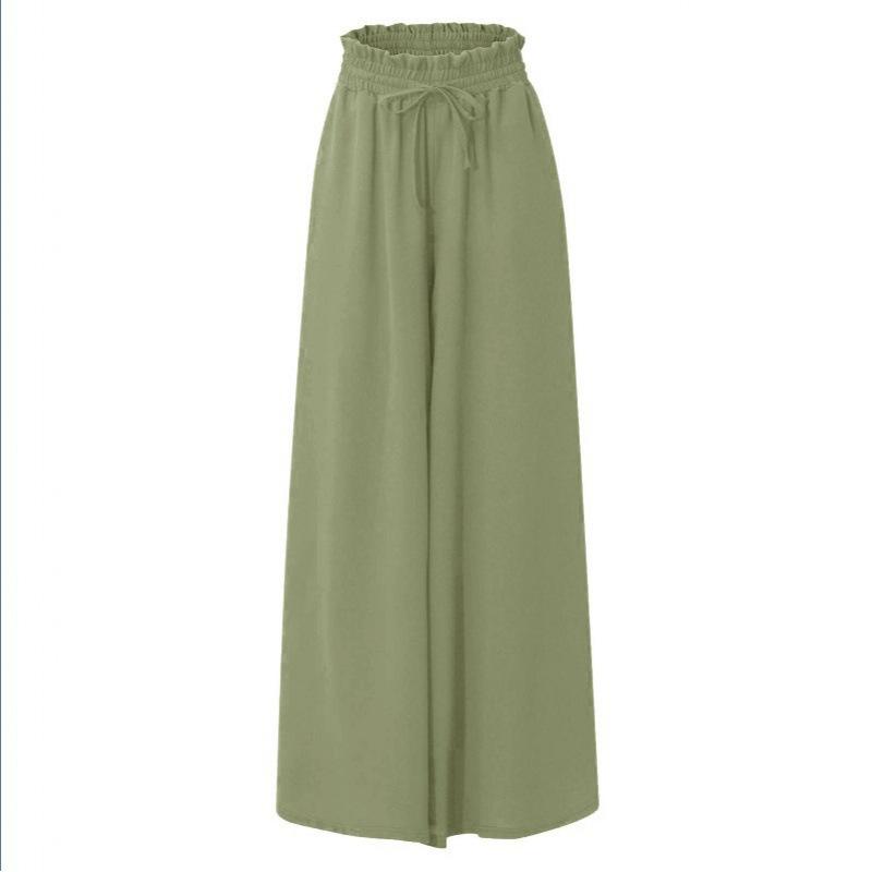 10-color Women's Spring, Summer and Autumn Solid Color Long Pants, Elastic Belt, Wide Pants, High Waist, Long Skirt Pants