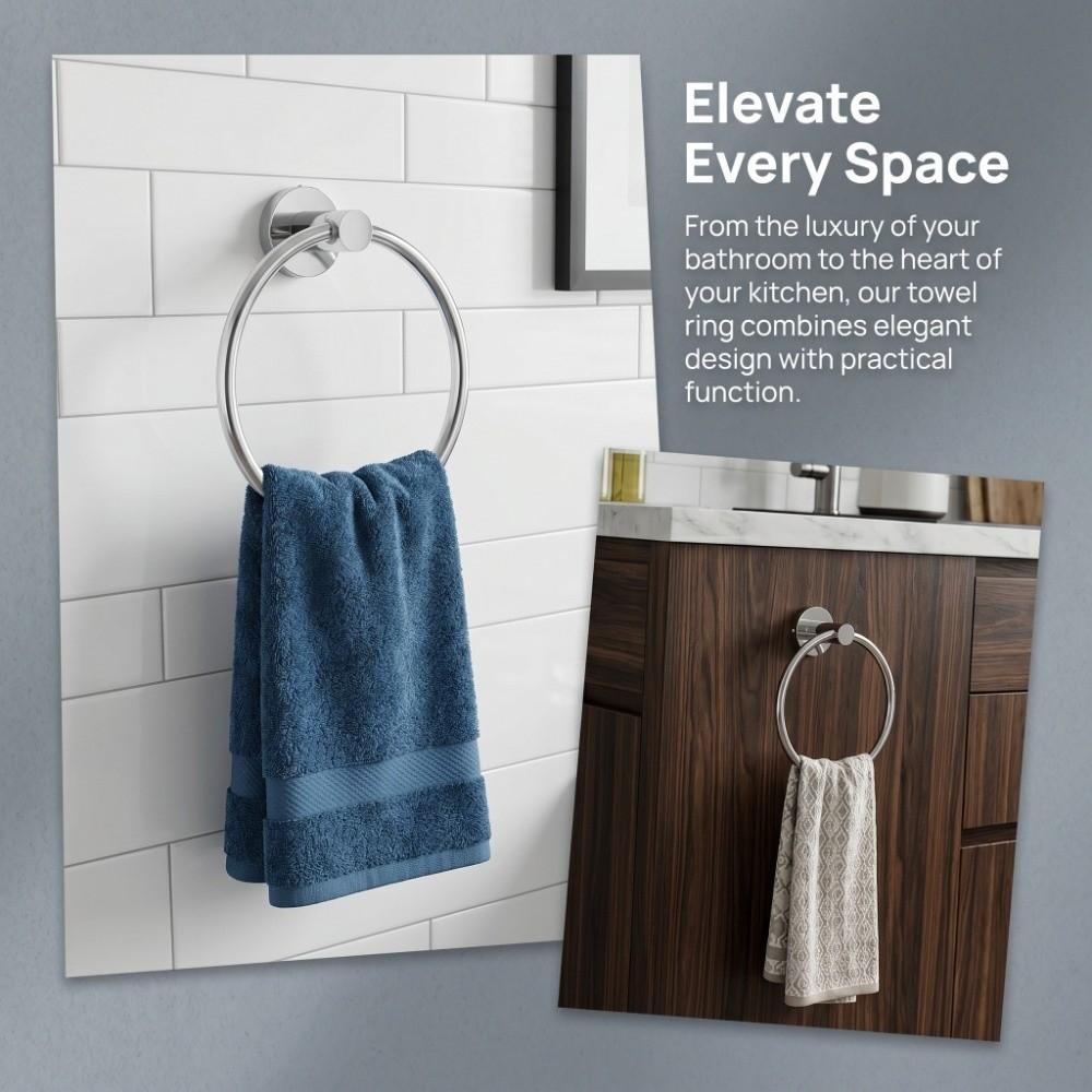 Stainless Steel Hand Towel Ring Wall Mounted Towel Holder Towel Ring Bathroom Kitchen Washroom