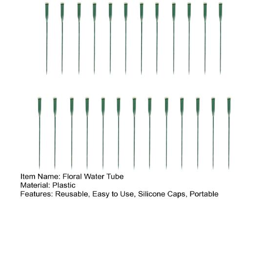 25 Pcs 6 Inch/12 Inch Green Floral Water Tubes Reusable Plastic Stem Water Tubes with Silicone Caps for Flower Stem Arrangements Florist Supplies