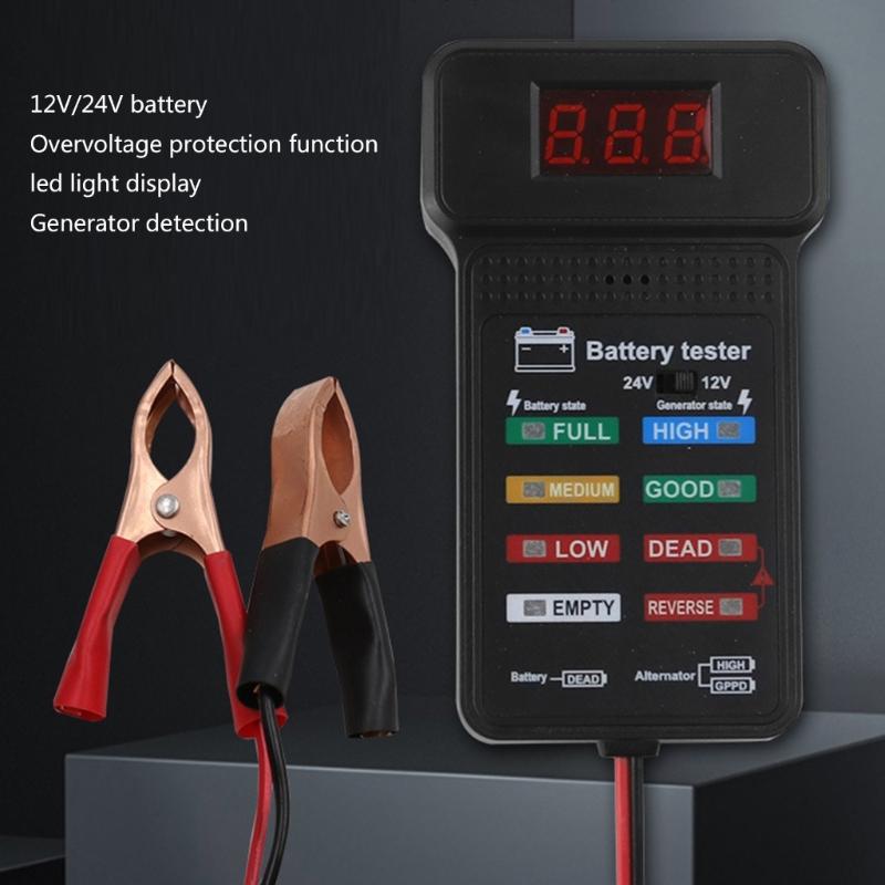 Precisionsbatteritestare för 12/24V Fordon Lättanvänt Bilbatteridiagnostikverktyg med Spännings- och Kapacitetsdisplay