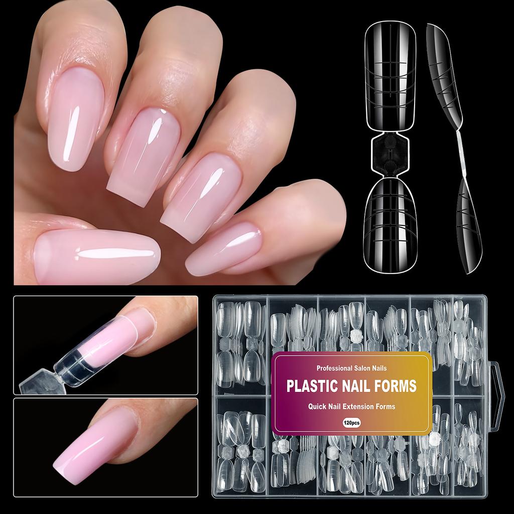 120 Stück 2-in-1 Nagelform Nagelverlängerungswerkzeug Papierloser Halter mit Skala Nagelform