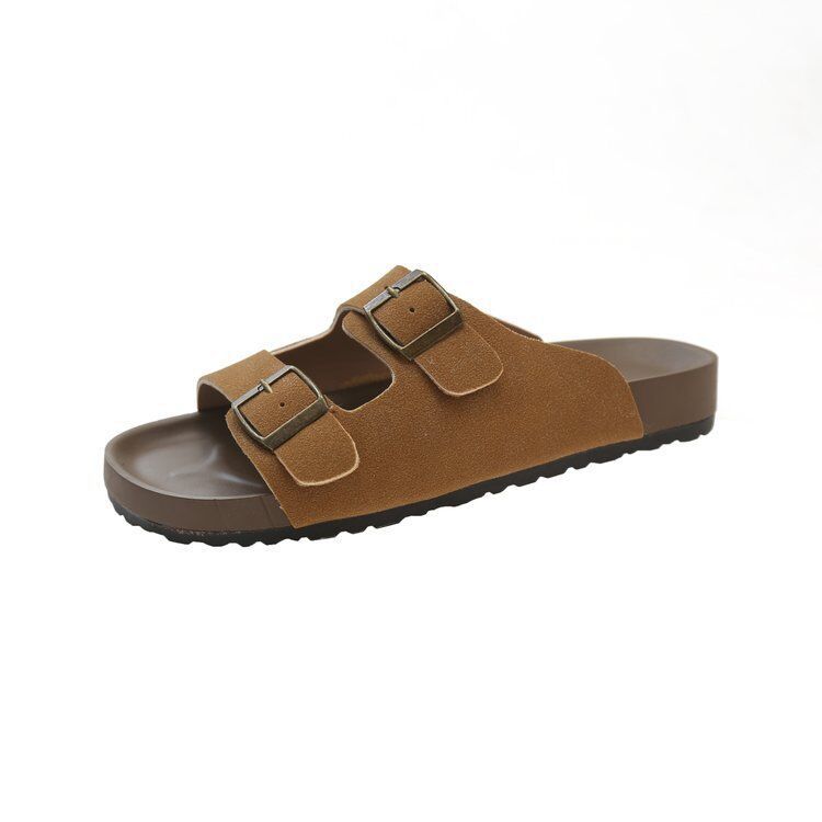 Thick-soled cool slippers women's shoes summer wear 2025 new popular Birkenstock couple large size stepping on shit feeling one-word drag