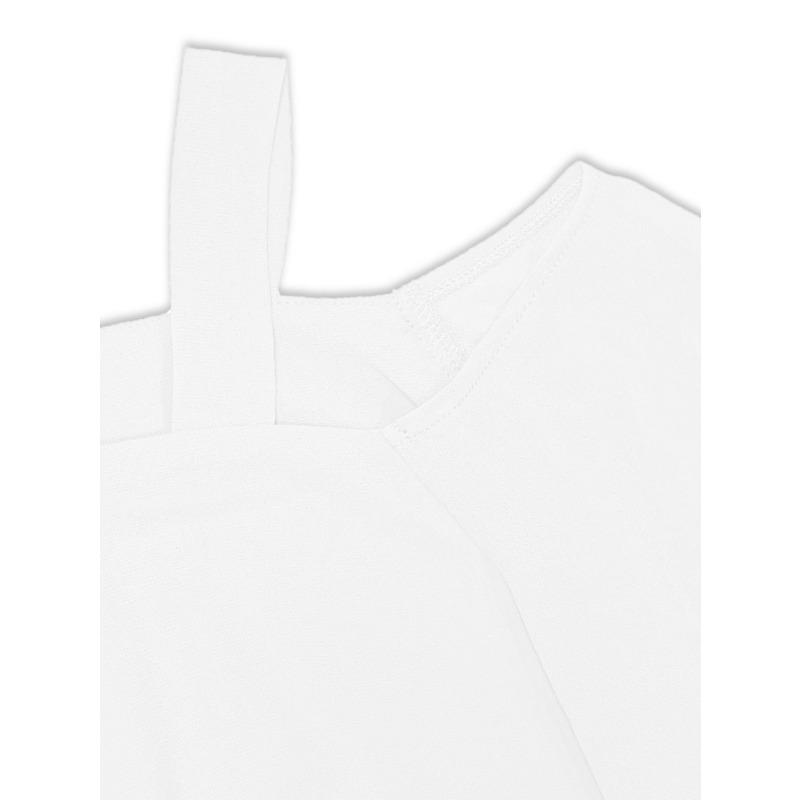 Set Due Pezzi Taglie Forti Manica Pipistrello Orlo Irregolare Top Monospalla e Pantaloni a Gamba Larga