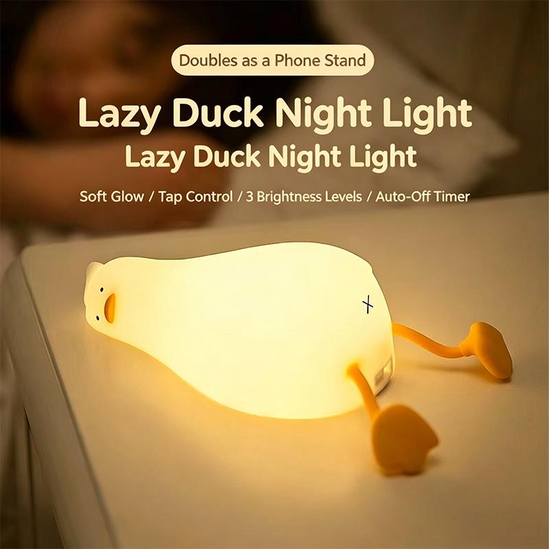 Night Light LED Duck Night Light Lying Flat Design Dimmable Eye Caring Bedside Lamp Bedroom Ornament Sleep Companion Light
