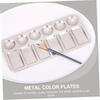 2pcs Stainless Steel Palette Watercolor Pigment Trays Color Mixing Plates Makeup Mixing Palette Watercolor Drawing Paint Trays Metal Pigment Plates
