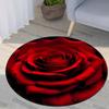 VIKAMA  1PC Round Rug With Red Rose Pattern  Bedroom And Living Room Decorative Rug  Home Decoration