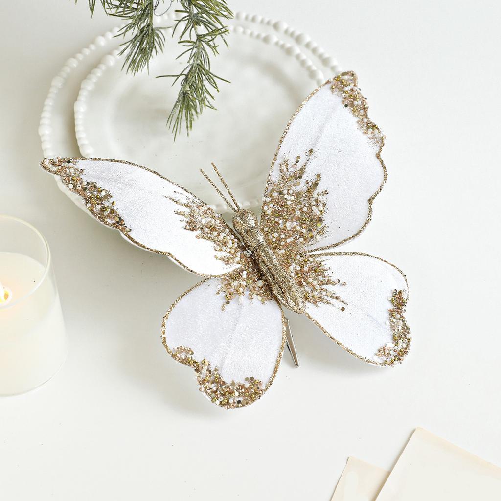 Fabric Simulation Bow Clip Velvet Powder Flocking Christmas Tree Decoration Scene Layout