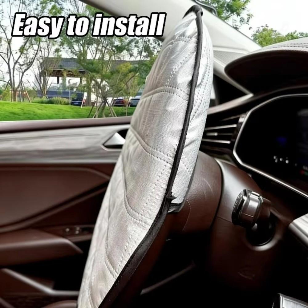 Prevent Aging Car Steering Wheel Cover 44CM Steering Sun Protection Cover  Car Interior