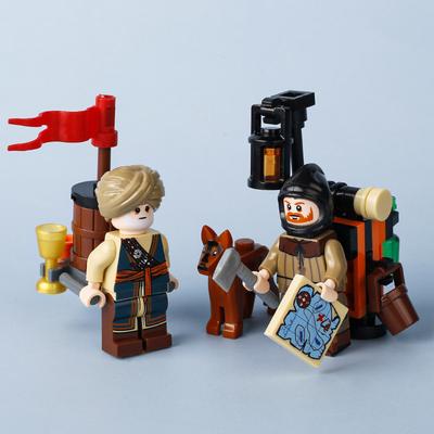 Mittelalterlicher Bauernsoldat Miniatur Baustein Waffe Obdachloser Gepäck Getränkeautomat Hund Tier Spielzeug