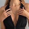 Women Y Necklace, with Pendant Tassel, Adjustable Gold Snake Bone Chain, Pull-Out Design Anti-Oxidation Alloy Jewelry