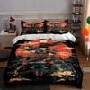 Samurai, Full Moon, Cat. Bedding Sets Duvet Cover Sets Duvet Covers Pillowcases(1 * Duvet Cover 2 * Pillowcases, Without Duvet Insert)