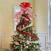 Cross-border Hot-selling Foldable Candy Bow Christmas Tree Topper Star Decorations