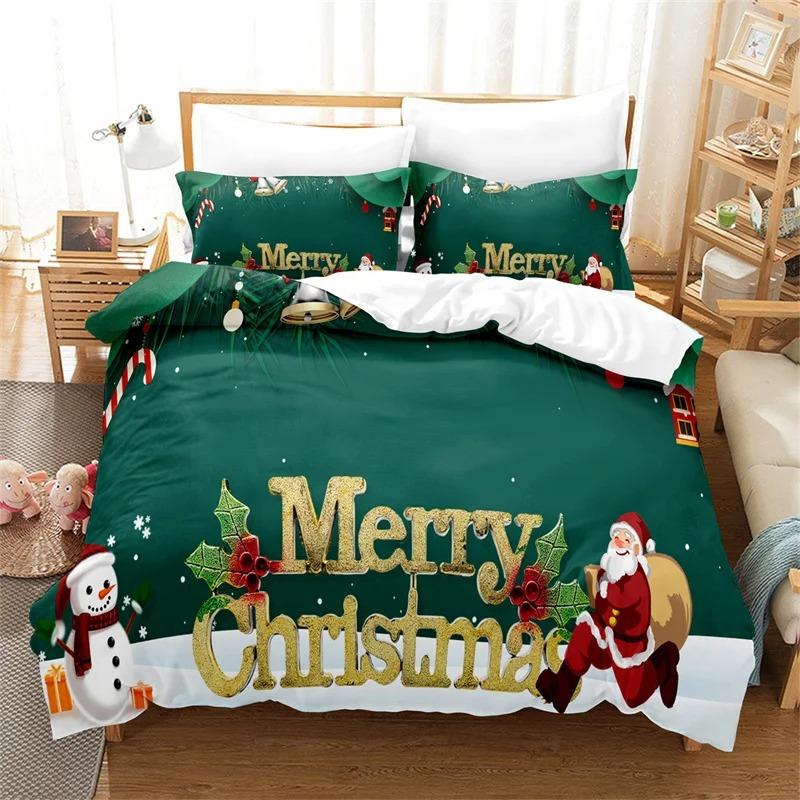 Santa Claus Bedding Set Duvet Cover New Year King Quilt Cover Christmas Decorative Children's Bedroom Hotel Duvet Cover Set