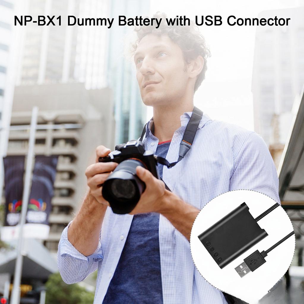 NP-BX1 Dummy Battery DK-X1 with USB Connector Cable USB To NPBX1 Dummy Battery Coupler Accessory Replacement for Sony DSC-RX1/RX1R/RX100 II III IV V