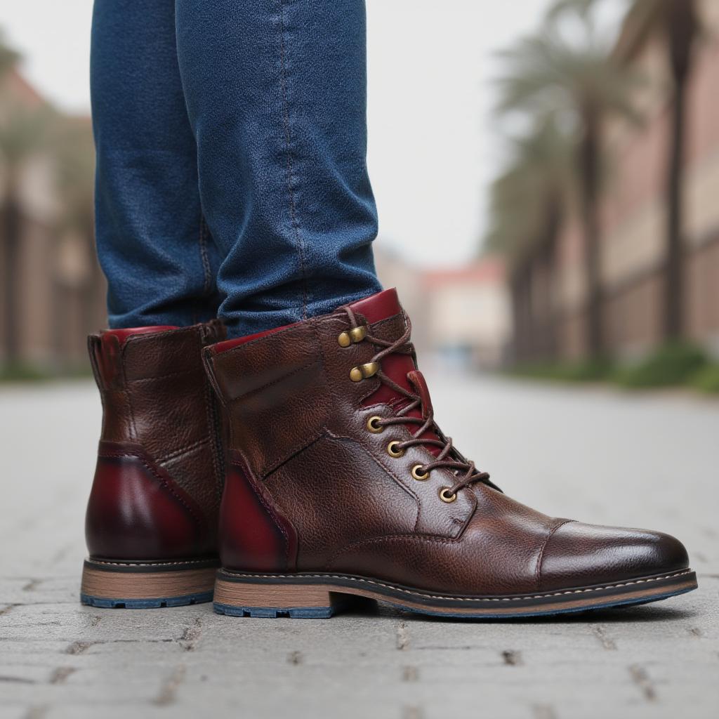 Size 7-13 Boots Men Brand  Fashion Comfortable  Boots Leather #AL603C4