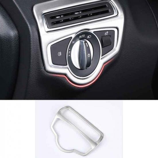 2016- Fit For Benz GLC X253 Headlight Switch Control Frame Silver Steel Trim