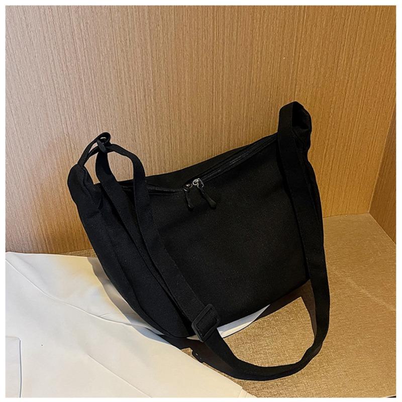 Canvas Bag Women New Korean Style Minimalist Student Instagram Hong Kong Style Shoulder Crossbody Bag Messenger Bag
