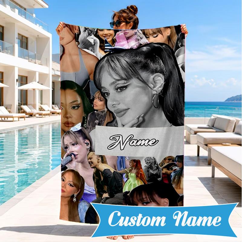 Custom Name Pink Heart Fashion Ayliva Heart In Space Adventure Microfiber Beach Towel, Lightweight for Summer Travel, Swimming Pool Fan Gift