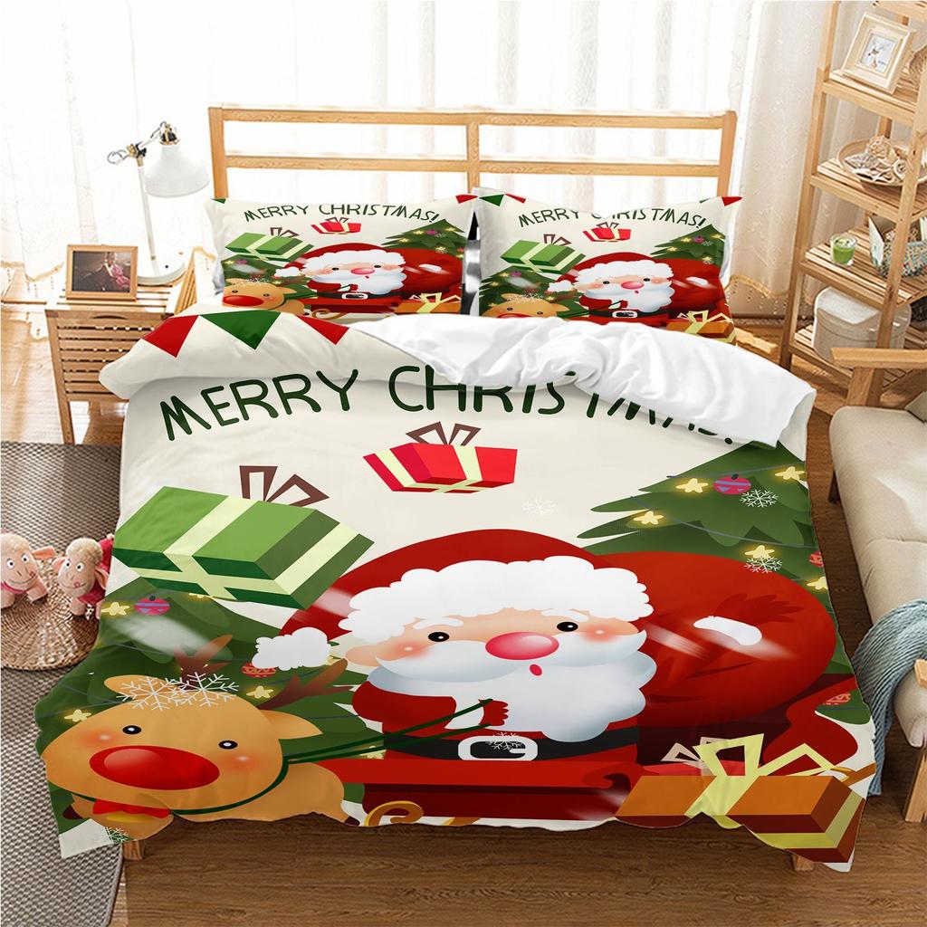 Quilt Cover Sheet Three-Piece Quilt Cover Santa Claus Christmas Series Children'S Bedding