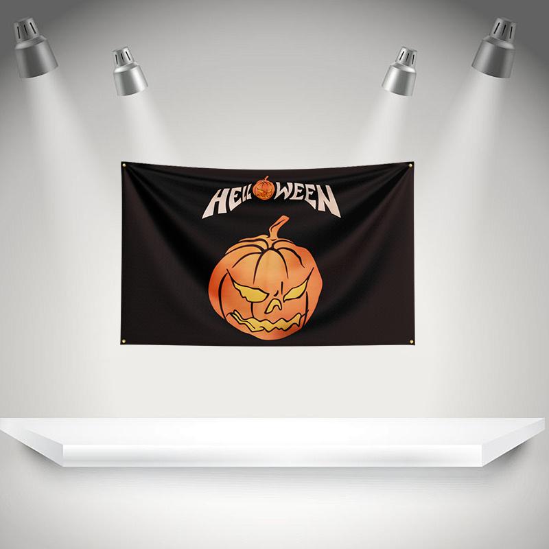 H-HELLOWEEN Flag Rock Music Band Banner HD Printing Tapestry Exhibition, Music Band Fans, Garage Decor