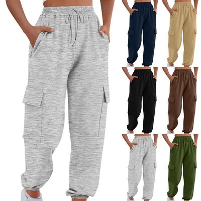 Dammode Snörning Sport Arbetsbyxor Lösa Enfärgade Casualbyxor