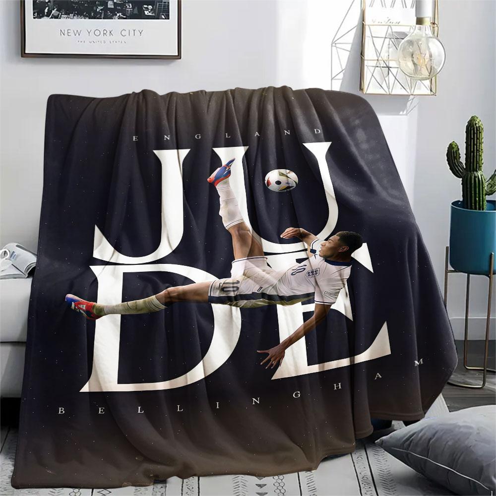 Jude Bellingham Printed Flannel Blanket, Soft Throw for Bedroom Sofa, Washable,soccer Fan Merchandise, Great Gift.