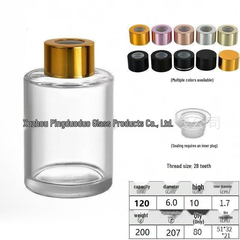 50ml Clear Cylindrical Flameless Aroma Diffuser Glass Bottle with Rattan Sticks for Essential Oils - Ideal for Home or Hotel Decor
