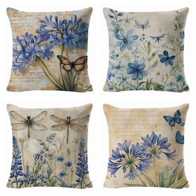 Heißes Frühjahr und Sommer Schmetterlingsblumen-Serie Schlafzimmer Wohnzimmer Erkerfenster Dekoration Leinen Kissenbezug