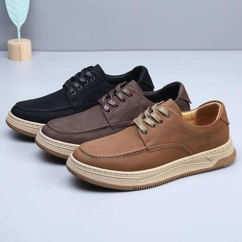 2025 autumn new men's shoes comfortable and breathable versatile casual leather shoes men's leather British fashion retro board shoes