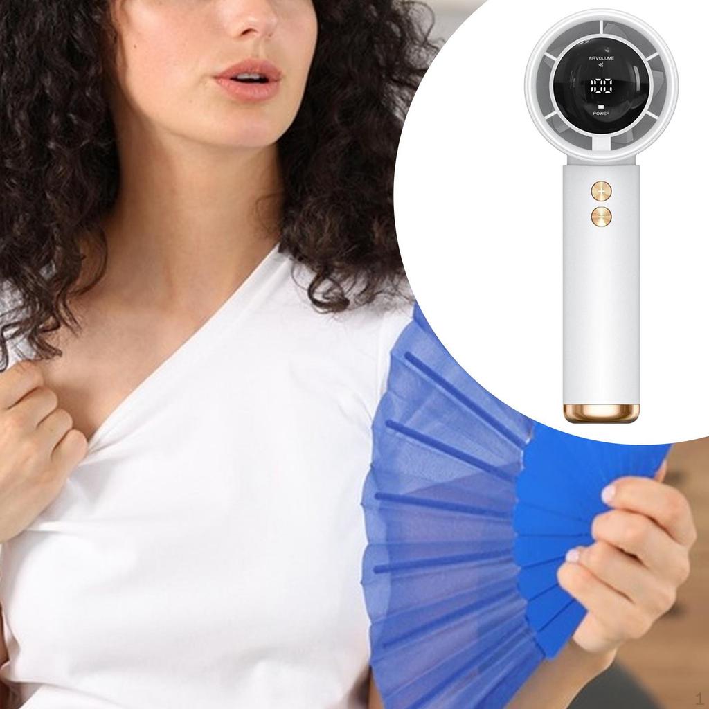 Handheld Fan Digital Display Travel Friendly Powerful Cooling for Girl Fitness Women Man Outdoor