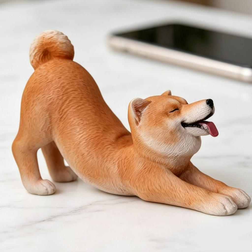 Reclining Animal Figurine with Phone Support Space-Saving for Media Watching