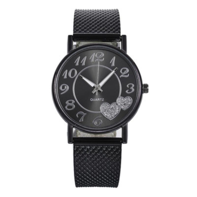 Watch Women's Fashion Mesh Belt Love Shape Women's Simple Watch Hot Sale Large Dial Quartz