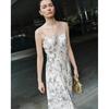 GIOVANNI VALENTINO Floral Print Halter A-line Midi Dress