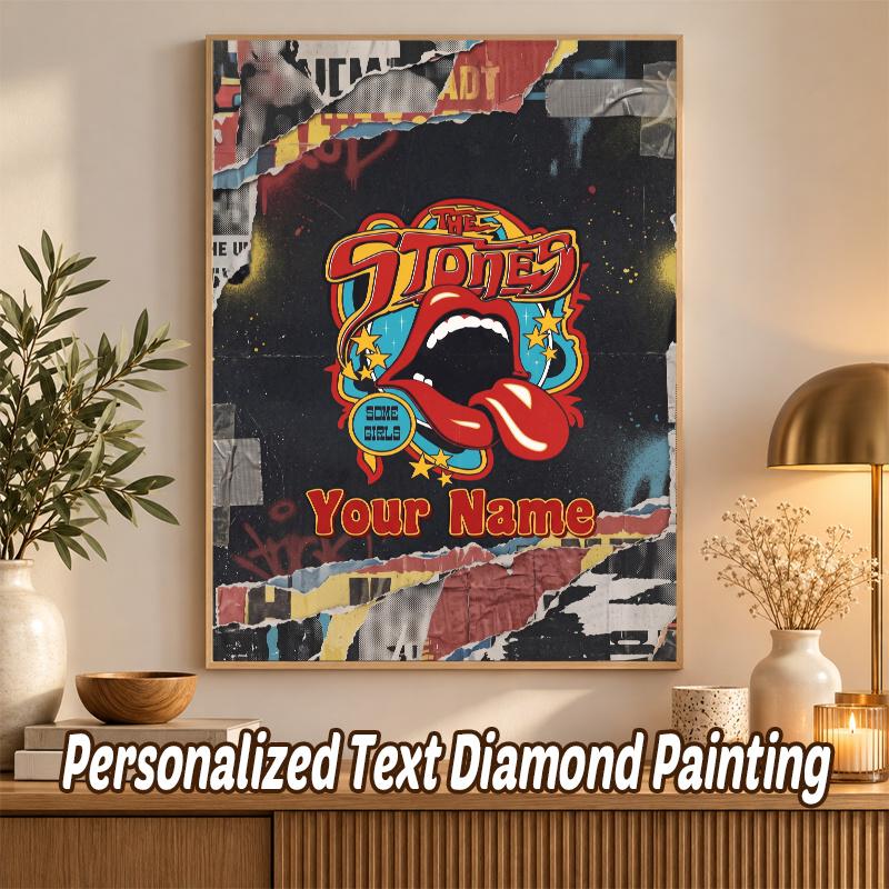 The Rolling Stones Custom Name Text 5D Diamond Painting Kit DIY Full Drill Diamond Art Decoration