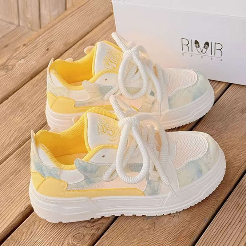 Summer women's shoes women's new breathable mesh shoes versatile niche bread shoes platform sports board shoes