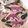 Roses and Tigers, Leopards Round Area Rug,Carpet Rug for Living Room Bedroom Sofa Playroom Decor,Non-slip Floor Mat