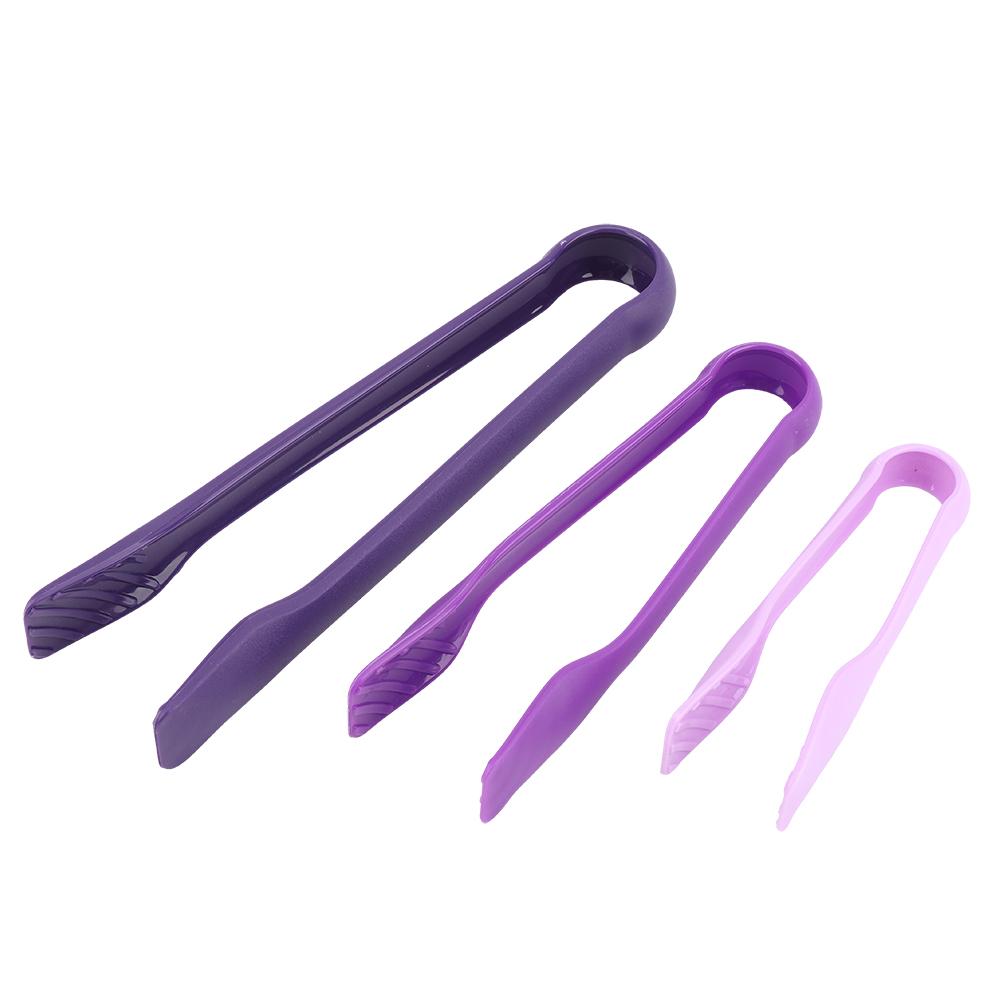 3 PCS Multifunctional Plastic Bread Tongs Food Clamps for Home Bakery (Purple)